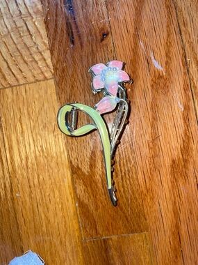 Pink Flower Hair Clip for Kids - Decorative Floral Barrette
